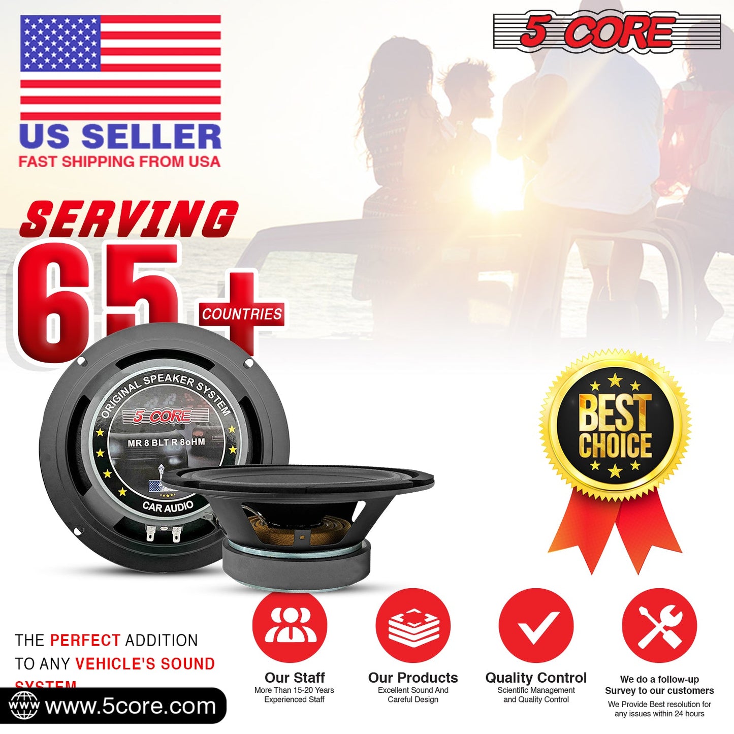 5 Core 8 Car Audio Speakers with Bullet 580 W 8 Ohm Mid-Range