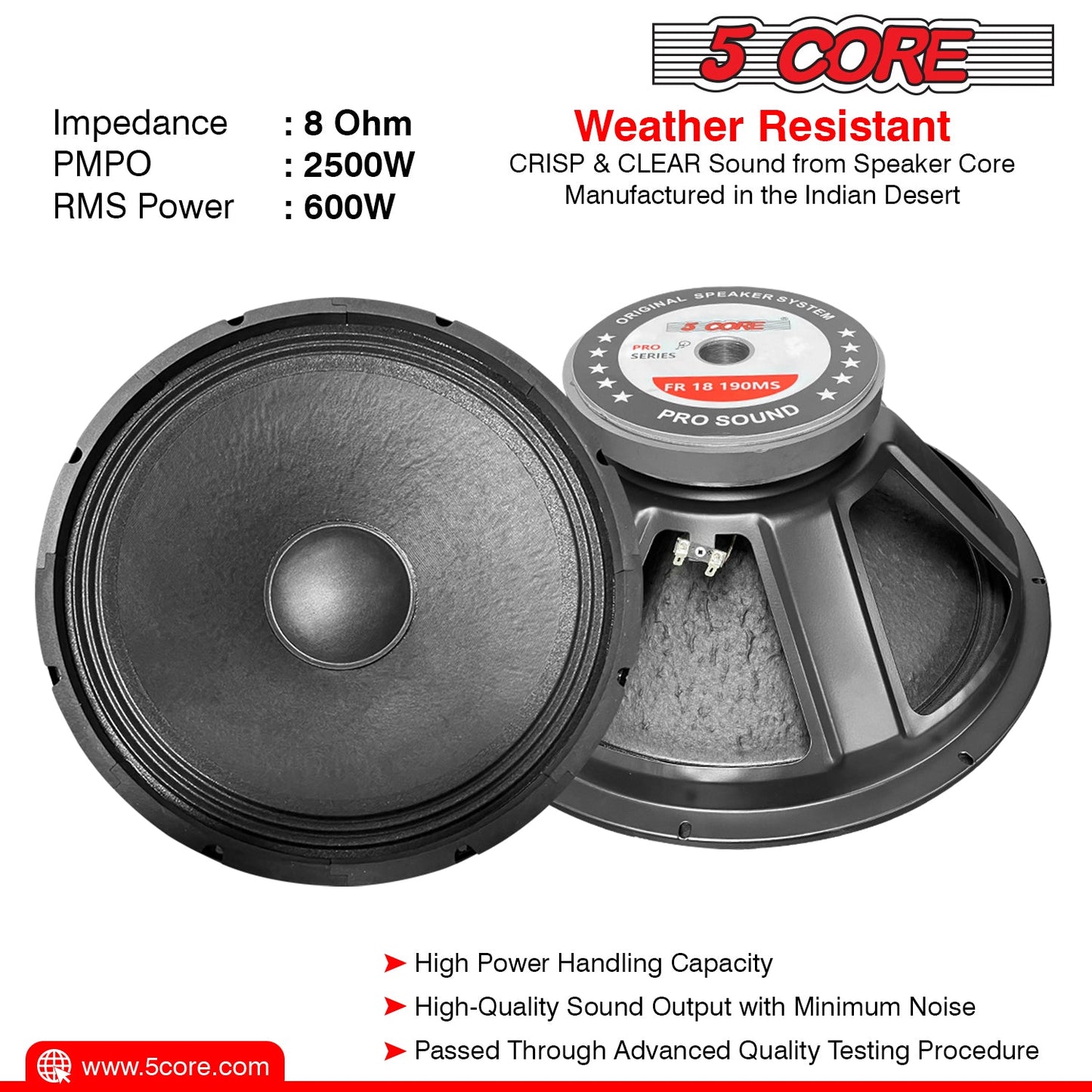 18 inch 8 Ohm Subwoofer Audio Speaker FR 18 190 MS