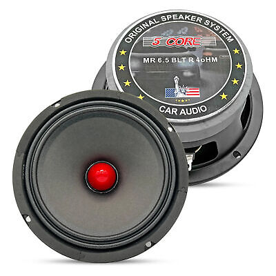 5Core 4 Pcs 6.5" Car Audio Speaker with Bullet 4000W 4 Ohm Mid-Range