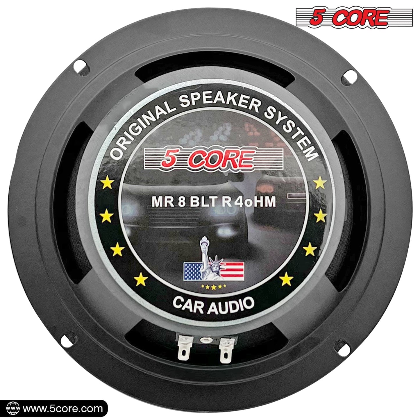 8" 4 Ohm Car Audio Speakers with Bullet MR 8 BLT R 4oHM 2pcs