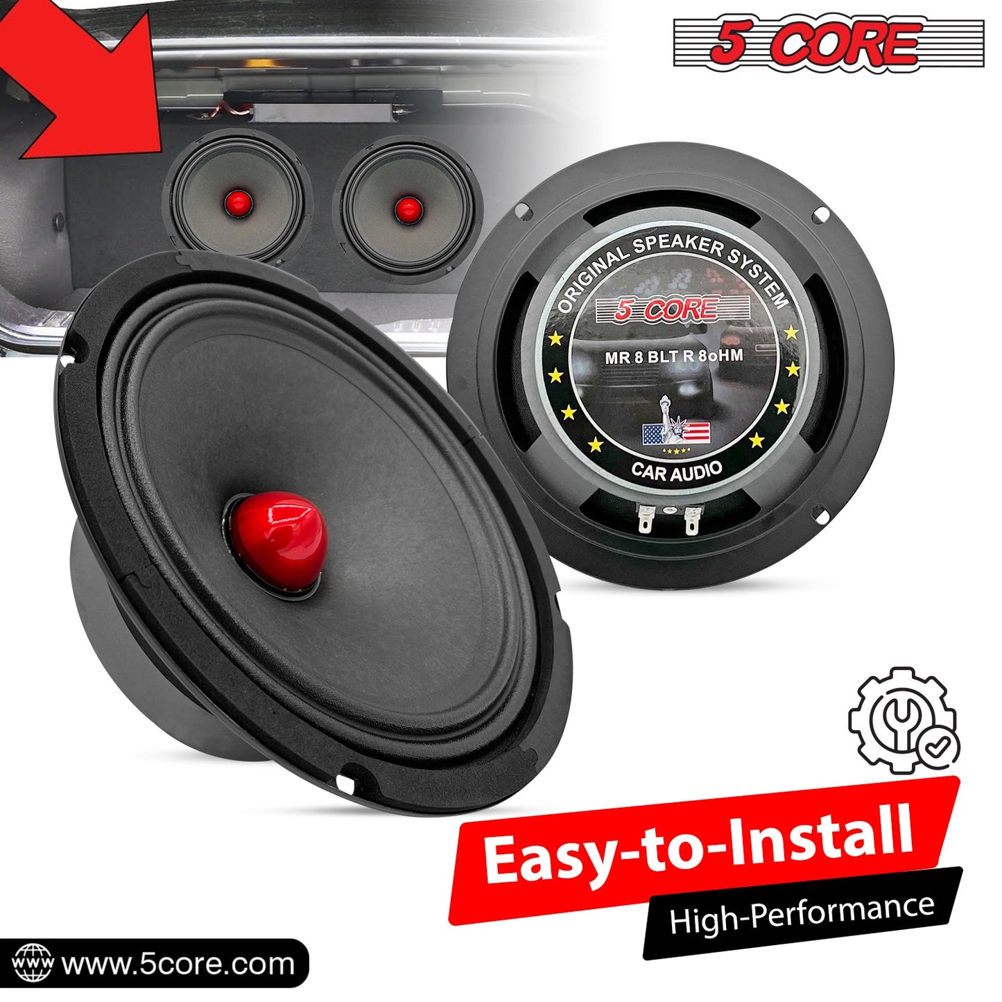 5 Core 8 Car Audio Speakers with Bullet 580 W 8 Ohm Mid-Range