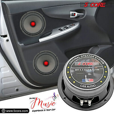 5Core 4 Pcs 6.5" Car Audio Speaker with Bullet 4000W 4 Ohm Mid-Range