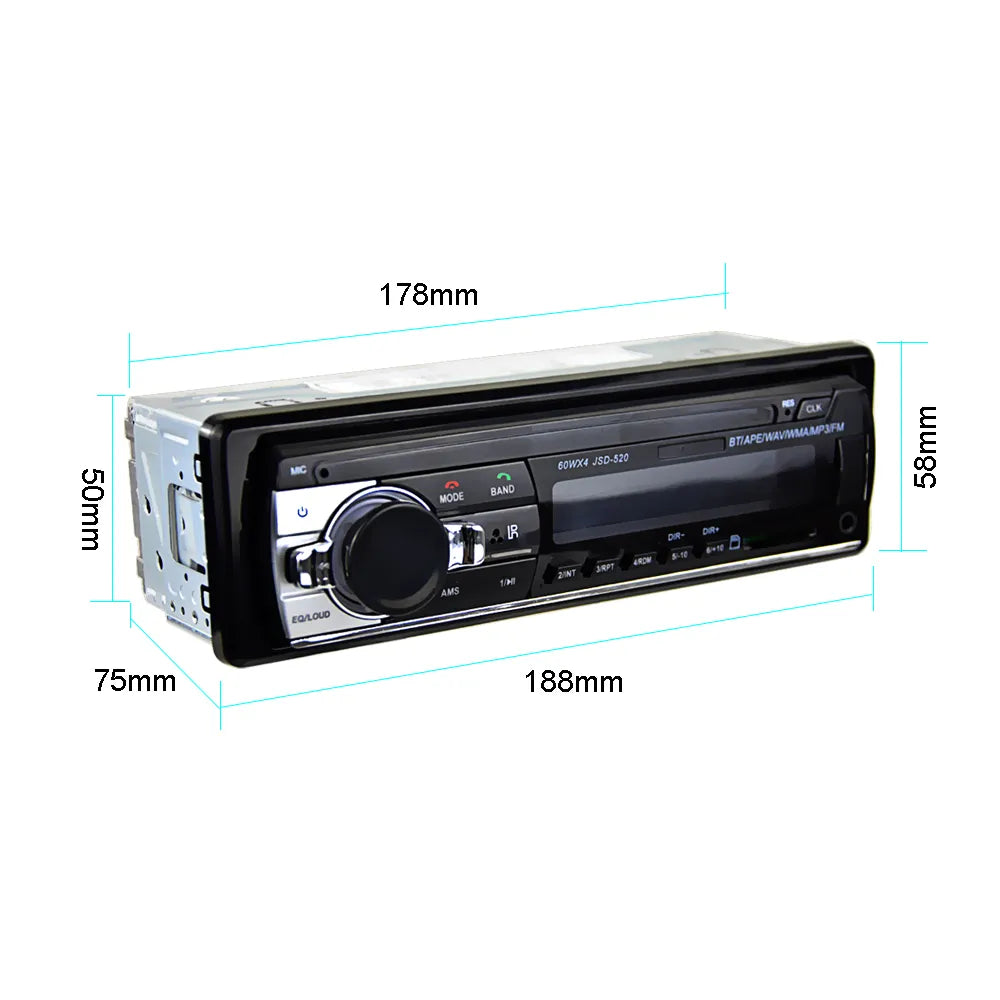 Podofo 1 Din Bluetooth Autoradio SD Radio Car 12V JSD-520 MP3 Player AUX-IN Car Stereo FM USB Audio Stereo In-dash Radio Coche