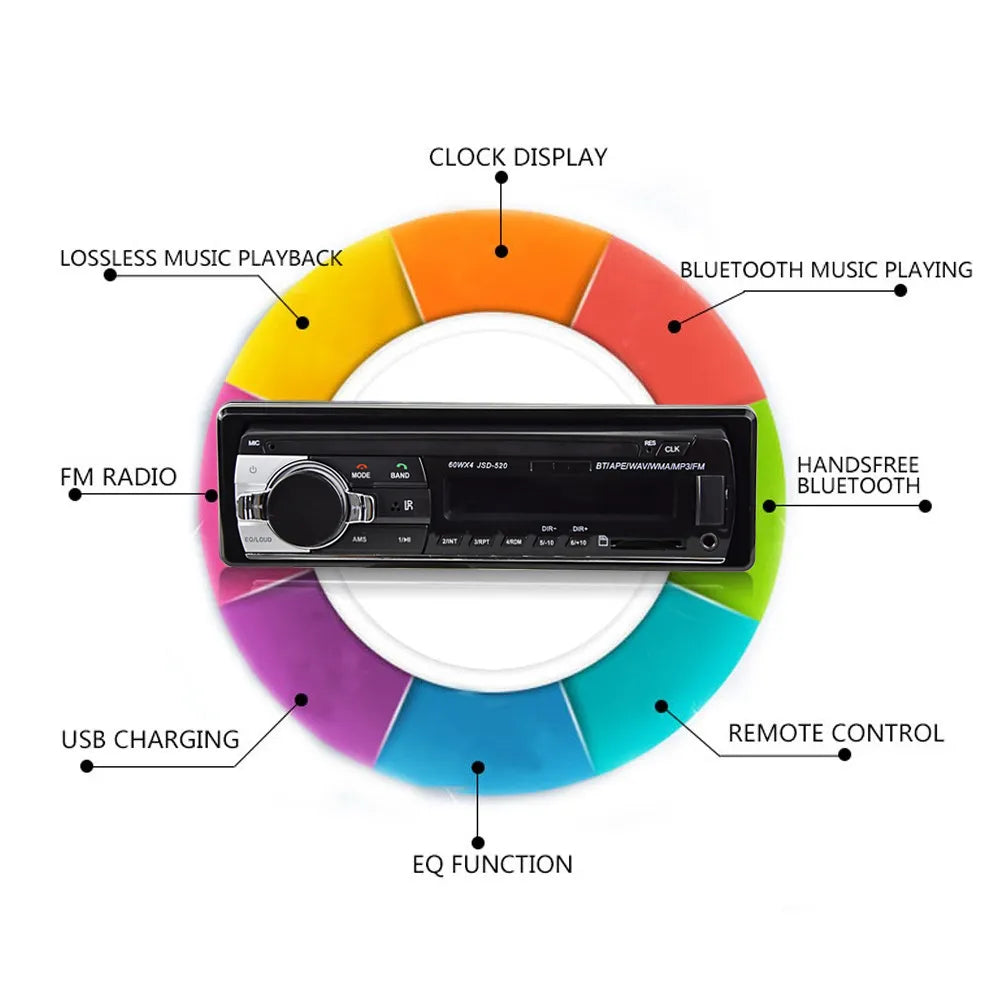 Podofo 1 Din Bluetooth Autoradio SD Radio Car 12V JSD-520 MP3 Player AUX-IN Car Stereo FM USB Audio Stereo In-dash Radio Coche