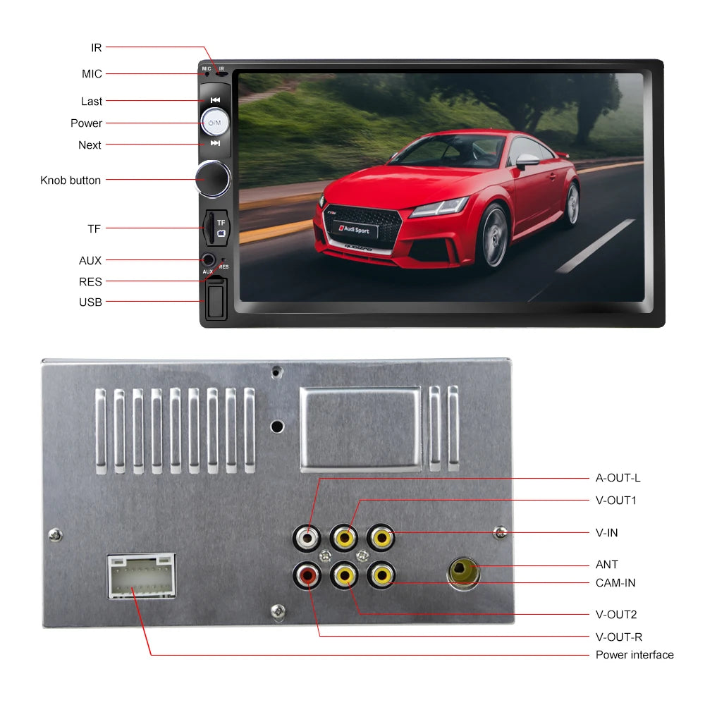 Podofo Autoradio 24V Car Stereo Receiver 2 Din Radio Cassette Recorder Coche Con Pantalla Mirrorlink Audio Player Truck Bus Van