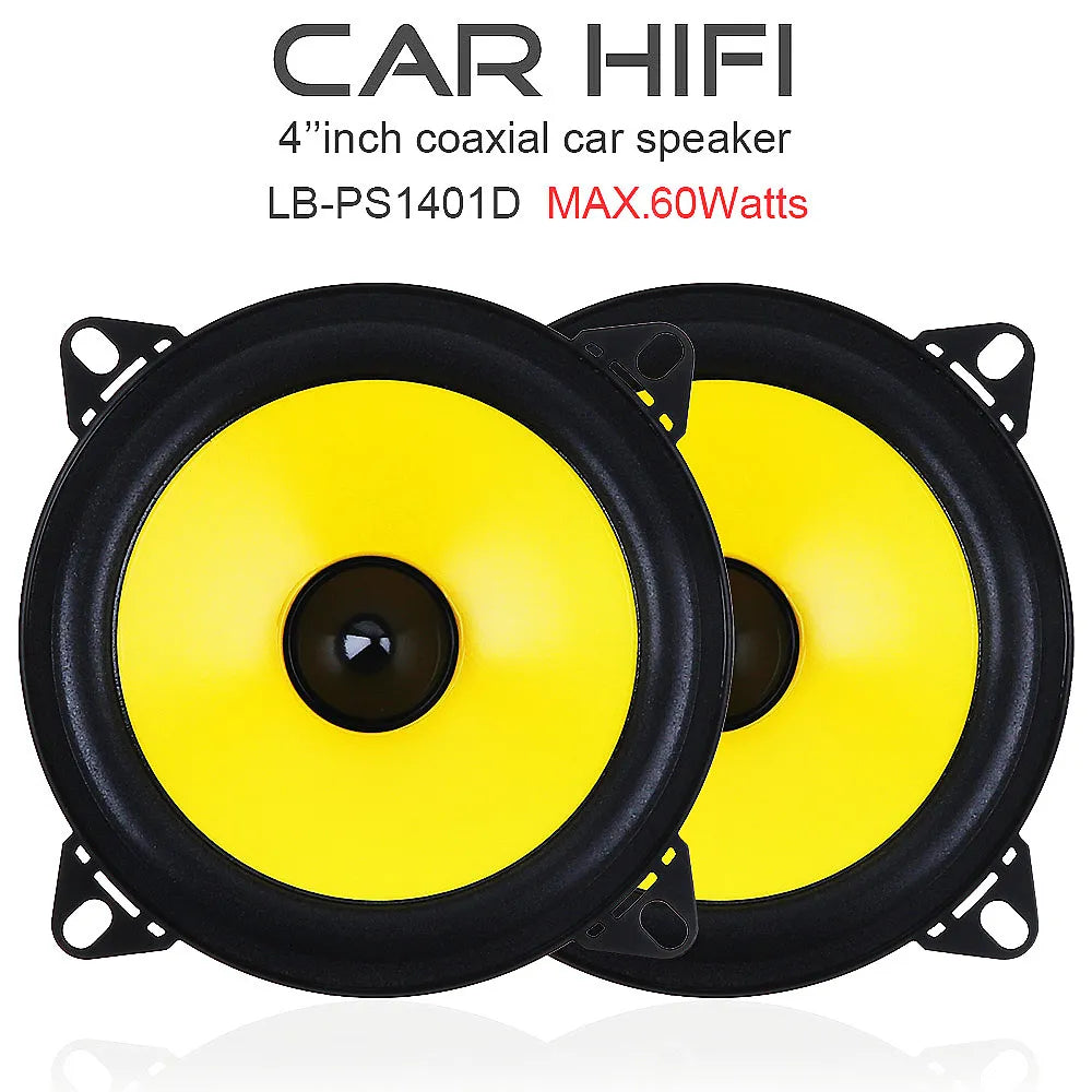 2pcs 60W 4 inch 2-Way Full Range Frequency Car Audio Stereo Speaker Car Speaker Automobile Loudspeaker