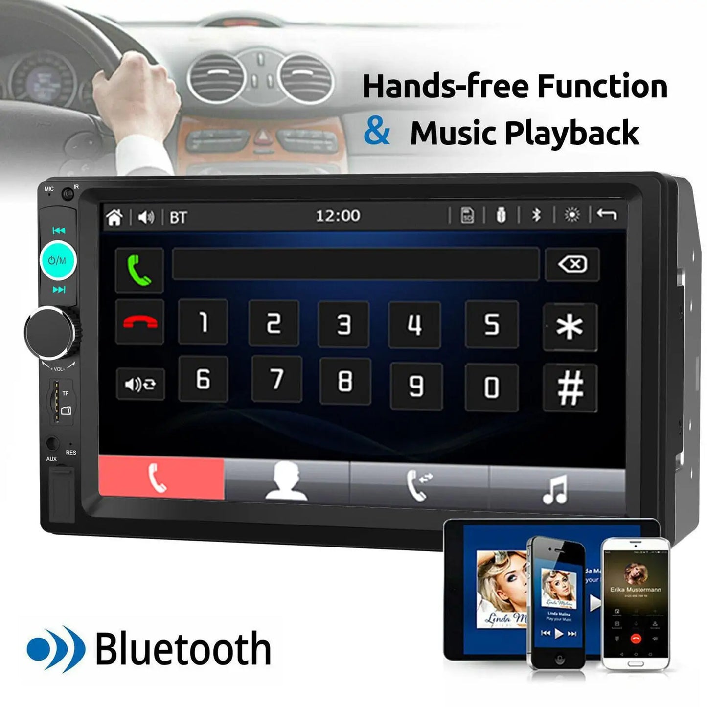 7 Inch 2 Din Car Auto Radio HD 1080P MP5 Player Screen Digital Display Bluetooth FM Audio Android Car Stereo Radio System