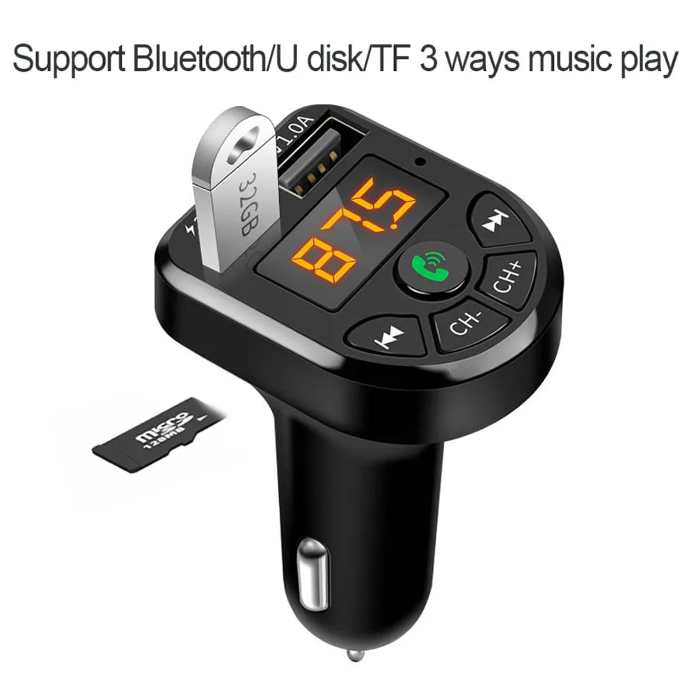 Bluetooth-compatible 5.0 FM Transmitter Car Kit MP3 Modulator Player Wireless Handsfree Audio Receiver Dual USB Fast Charger