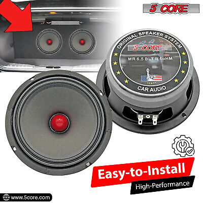 5Core 4 Pcs 6.5" Car Audio Speaker with Bullet 4000W 4 Ohm Mid-Range