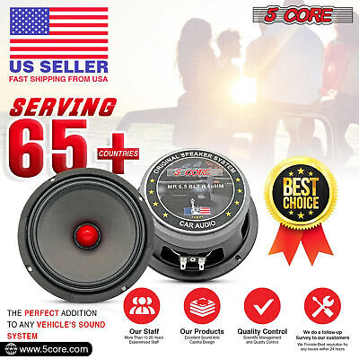 5Core 4 Pcs 6.5" Car Audio Speaker with Bullet 4000W 4 Ohm Mid-Range