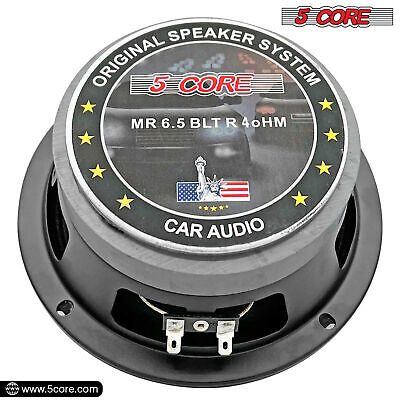 5Core 4 Pcs 6.5" Car Audio Speaker with Bullet 4000W 4 Ohm Mid-Range