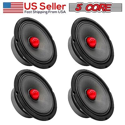 5Core 4 Pcs 6.5" Car Audio Speaker with Bullet 4000W 4 Ohm Mid-Range